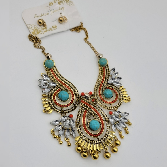Fashion statement Rhinestone boho Necklace - Picture 4 of 5